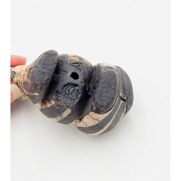 South African Raku Art Pottery Fat Zebra 4 Inch Figurine Marked Signed - Picture 9 of 10